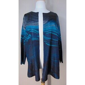 Womens Crinkle Langenlook Open Front Duster Top O/s 1x 2x 3x Artsy Tunic Long